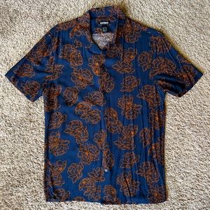 Express Floral Rayon Short Sleeve Shirt Size Small